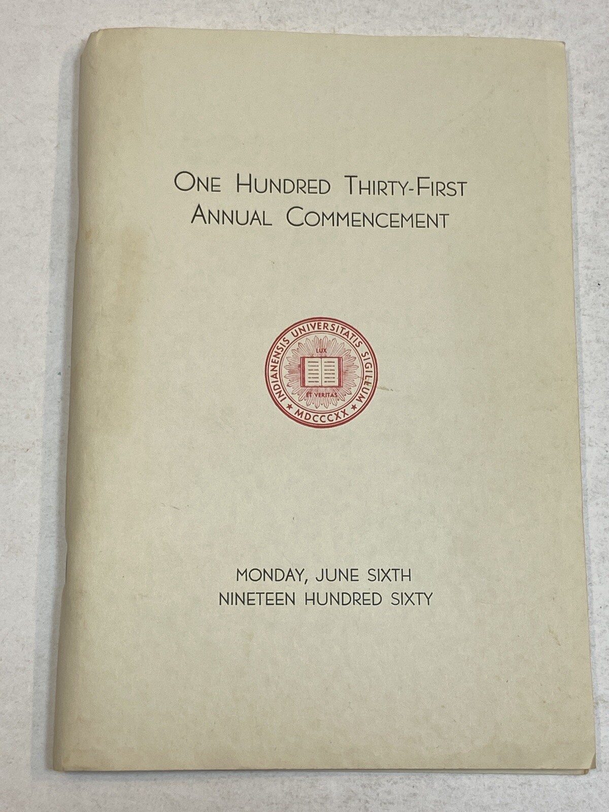 Indiana University 131th Commencement Class 1960 Graduation Program Vintage Old