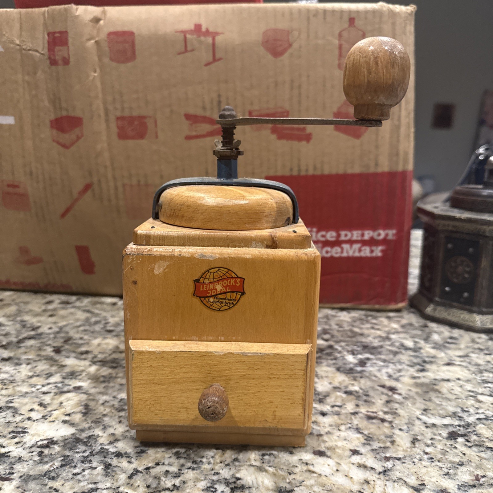 Vintage Leinbrock\'s Ideal Manual Wooden German Coffee Grinder Feinmahlendes Vintage Leinbrock\'s Ideal Manual Wooden German Coffee Grinder Feinmahlendes