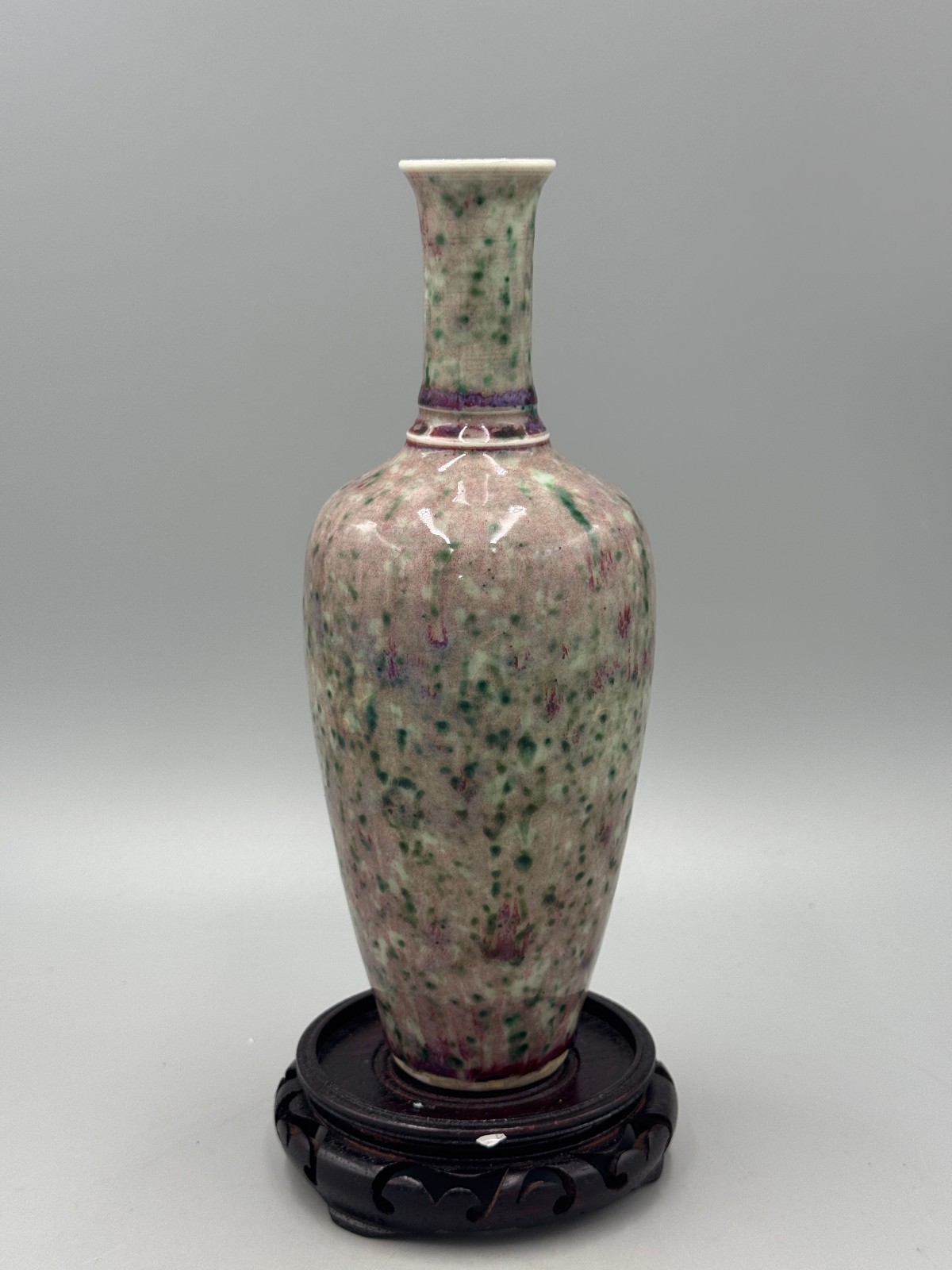 Vintage 1972 Chinese Peach‑Bloom Glaze Kidney Bean Red Vase 8 1/2\'\'