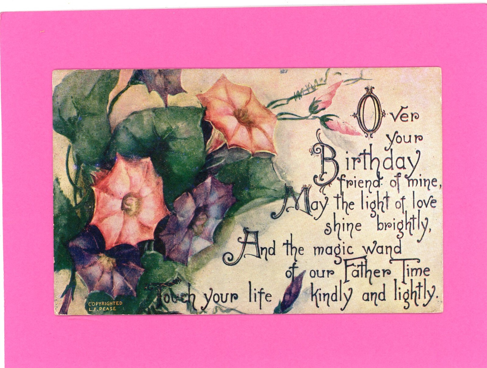Antique Birthday Greeting Postcard - L. F. Pease