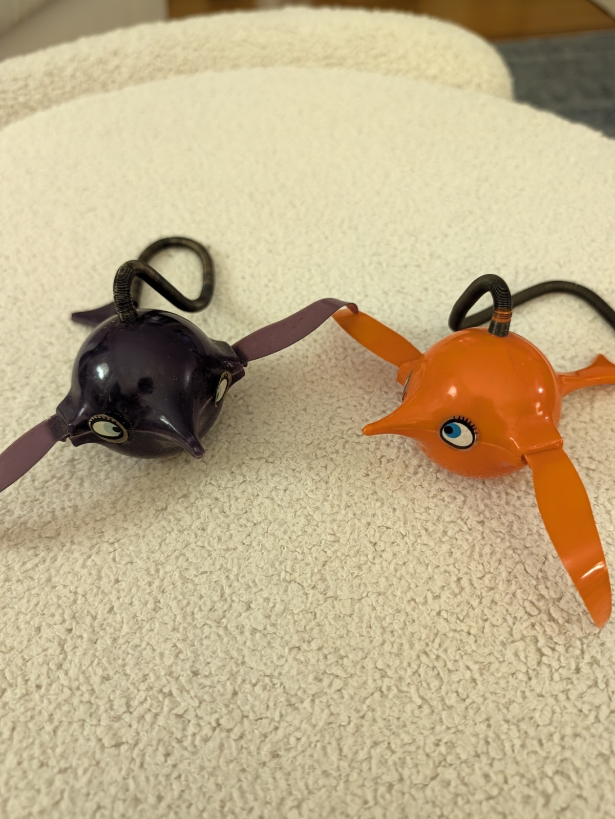 Lot of 2 Vtg Hans Gustav Ehrenreich Hoptimist Birdie Hanging Orange Purple