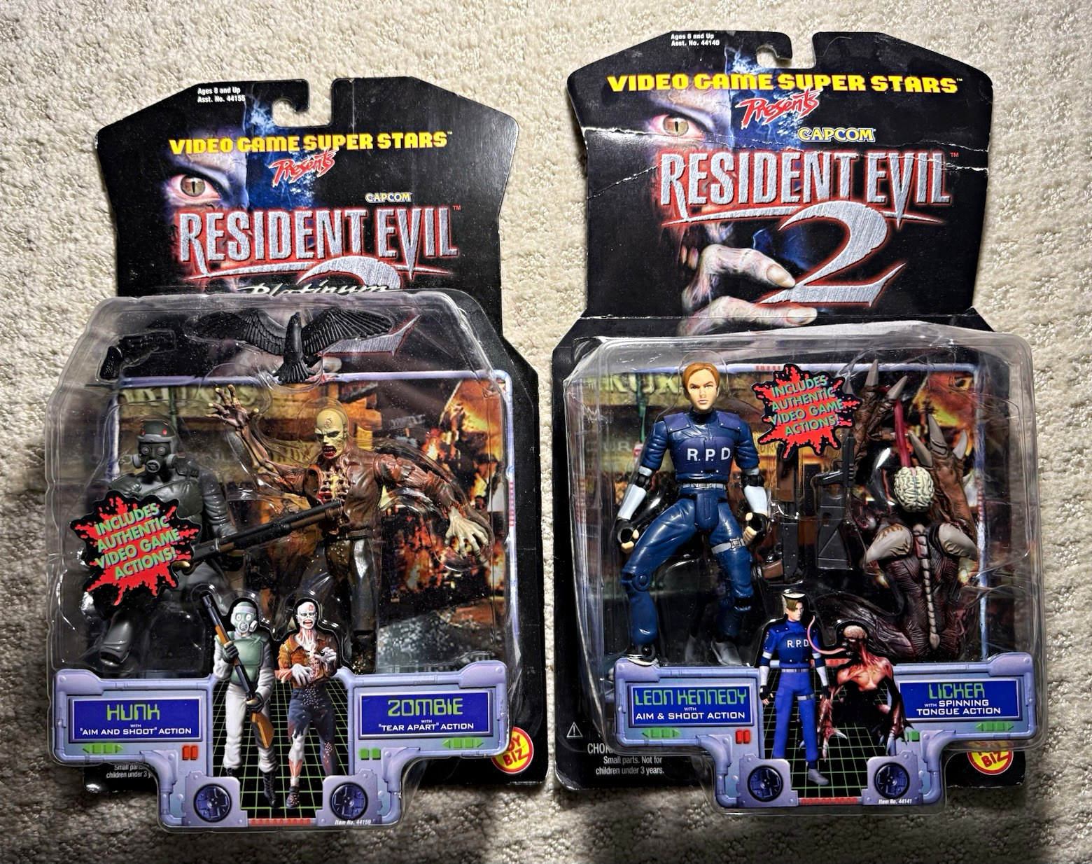 Toy Biz Resident Evil 2 Video Game Super Stars Figure Lot HUNK Leon Zombie 1999