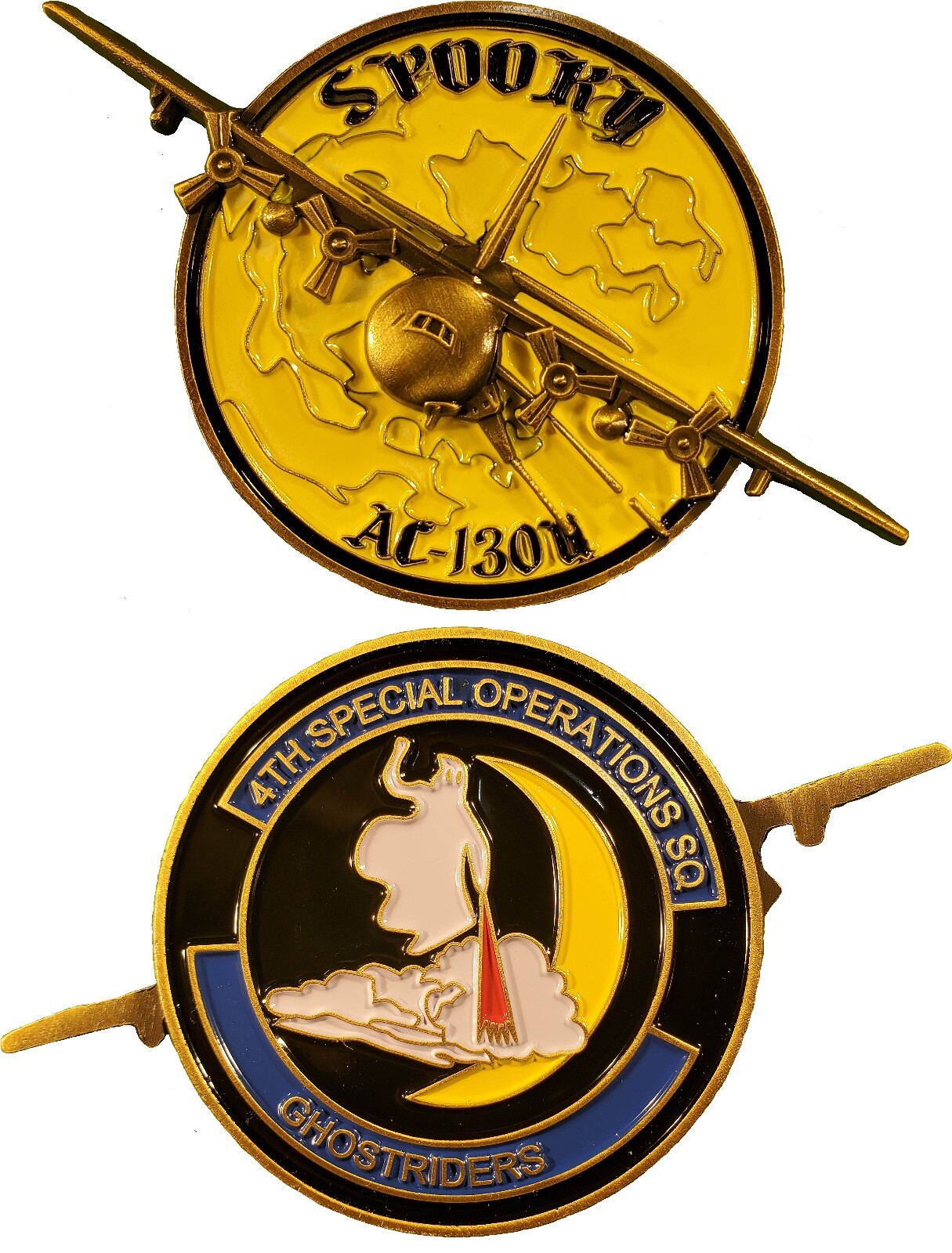 4TH SPECIAL OPERATIONS SQ GHOST RIDERS SPOOKY C-130U GUNSHIP CHALLENGE COIN 115