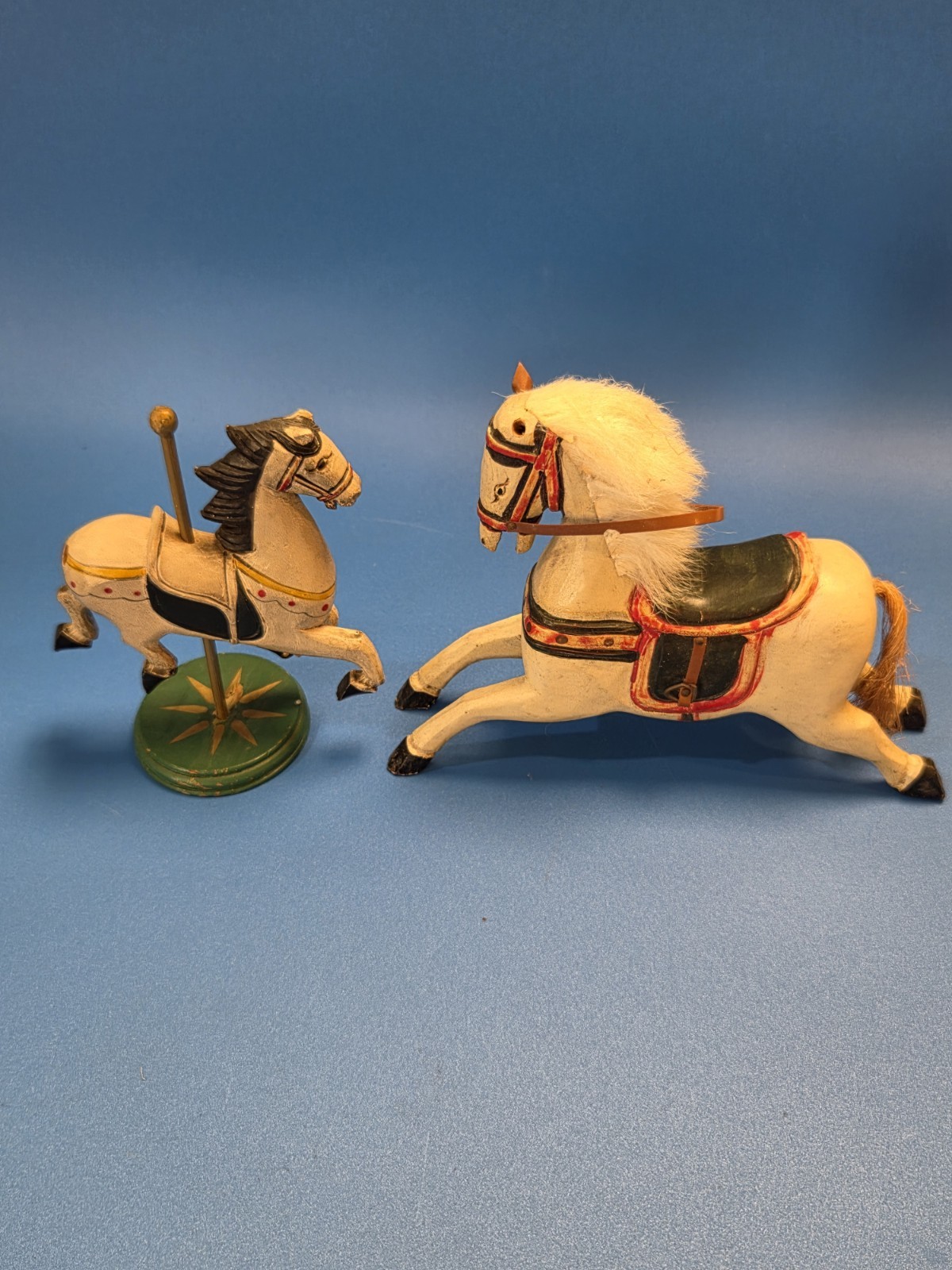 Vintage Handcrafted Wooden Horses Figurine Of  2