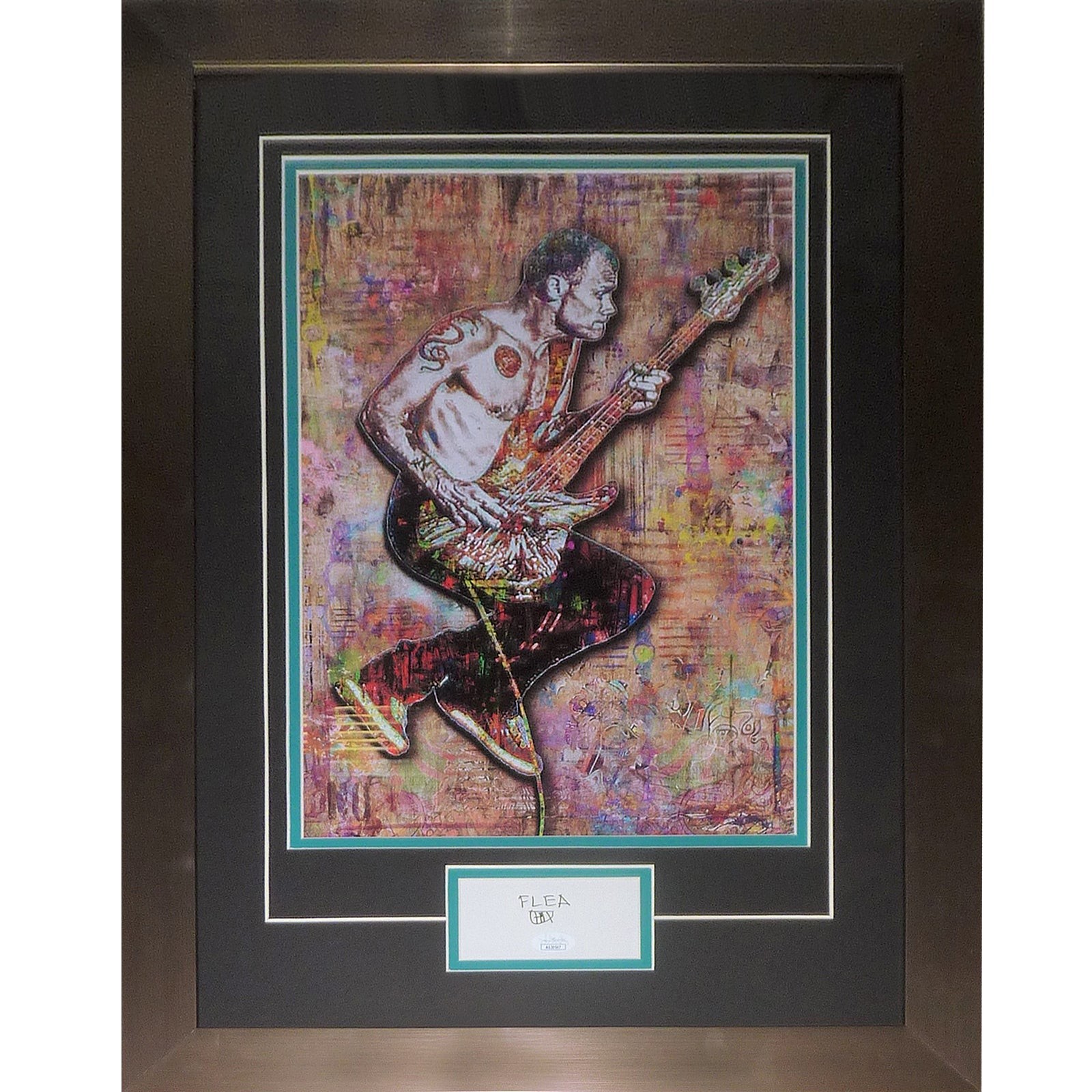 Flea Red Hot Chili Peppers 12x18 Splash Artwork Deluxe Framed with Autograph - J