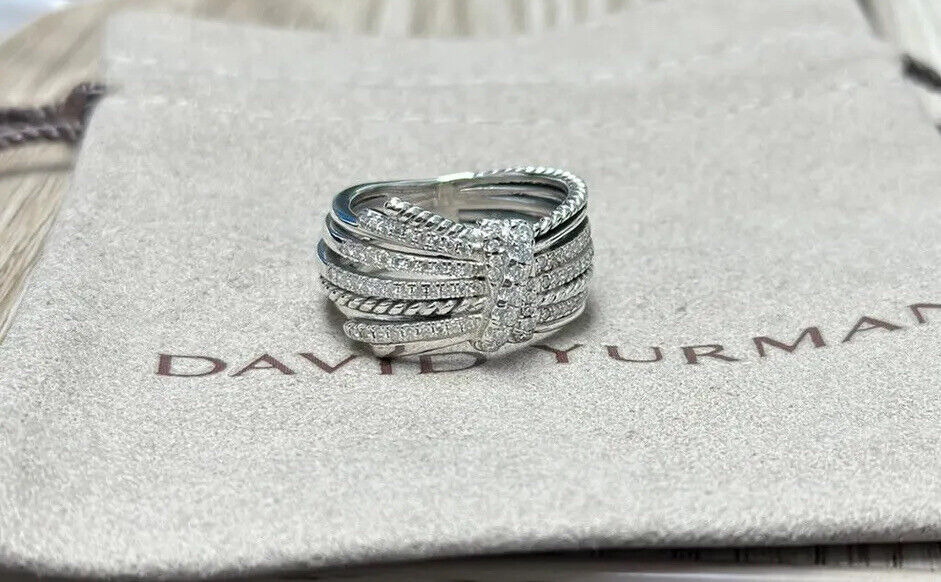 David Yurman Sterling Silver Angelika Ring With Pave Diamonds SZ 8
