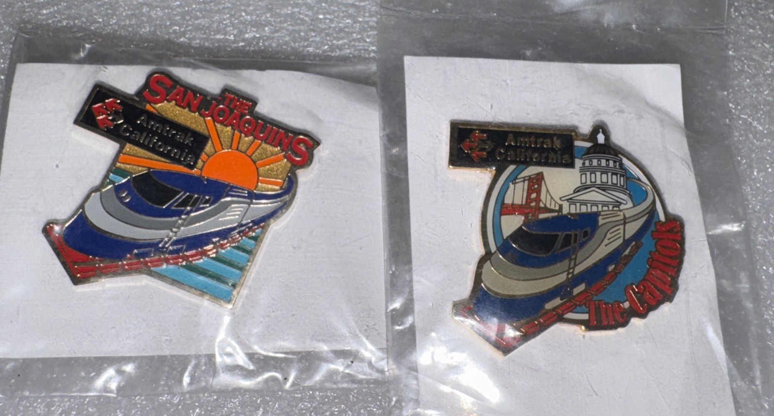 2- Amtrak California “The San Joaquin’s” & The Capitols”Collector Lapel Hat Pins 2- Amtrak California “The San Joaquin’s” & The Capitols”Collector Lapel Hat Pins