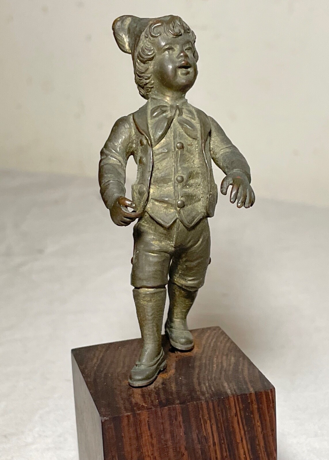 quality antique miniature gilt bronze boy figural mini figure statue sculpture