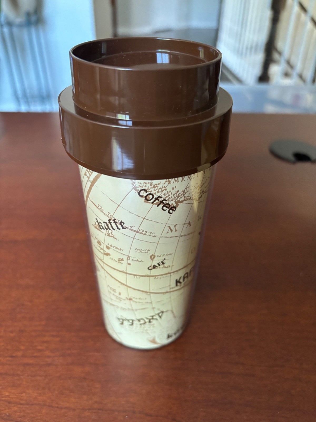 Vintage Thermo-Serv Travel Tumbler, World Map Motif