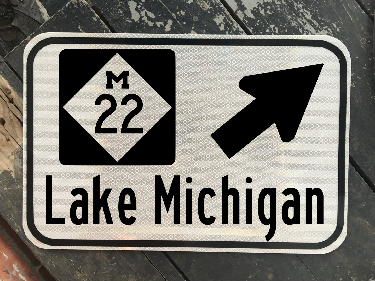 LAKE MICHIGAN Highway 22 road sign 12\