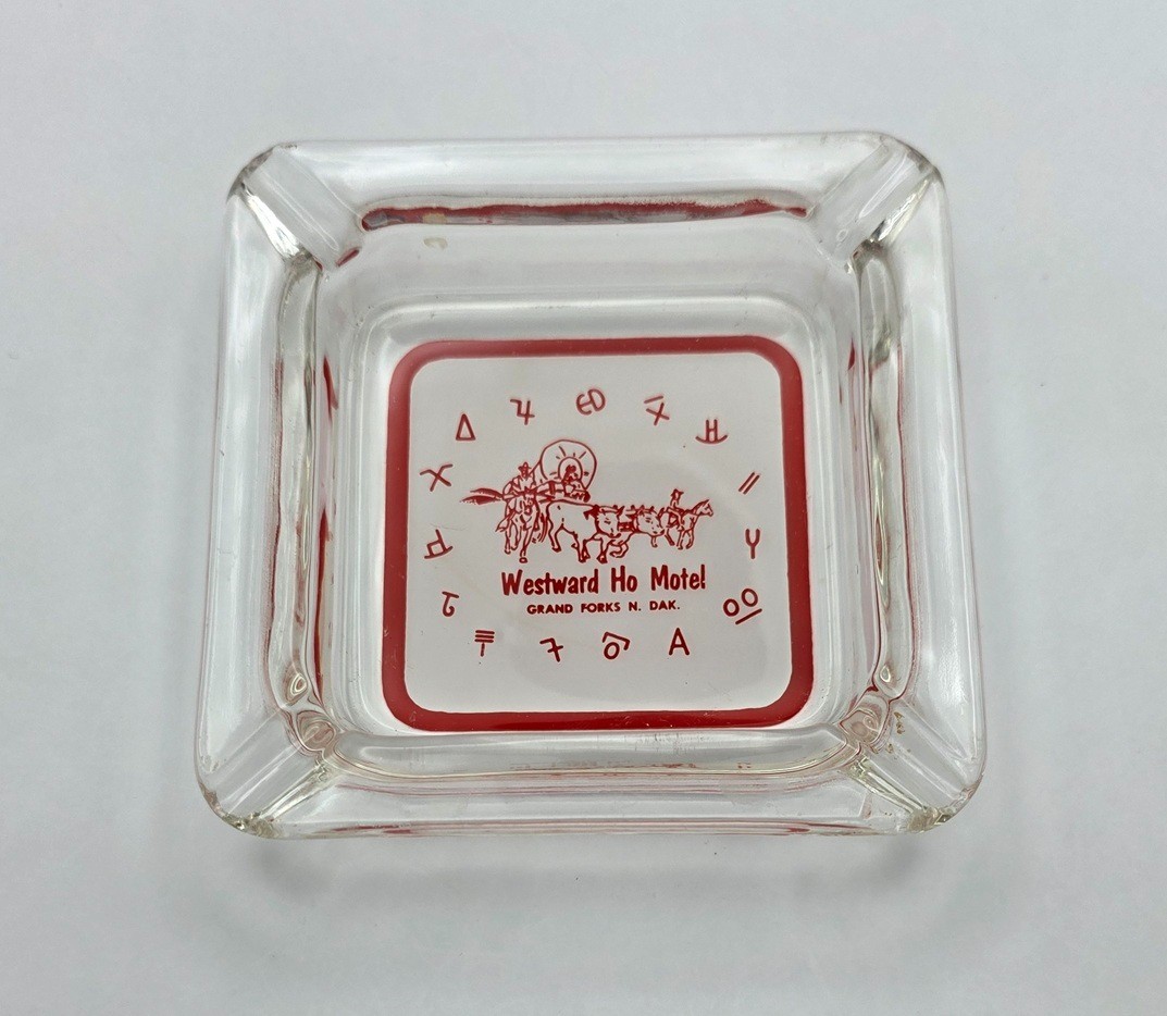 Vintage Westward Ho Motel - Clear Glass Ashtray - Grand Forks, ND Vintage Westward Ho Motel - Clear Glass Ashtray - Grand Forks, ND