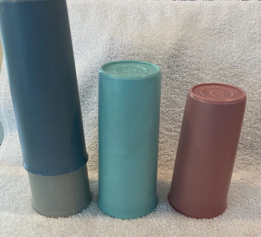 TUPPERWARE Tumbler Lot 5 2-115-22; 1-115-12; 1-116-35 107-34 Pastels Vintage t2