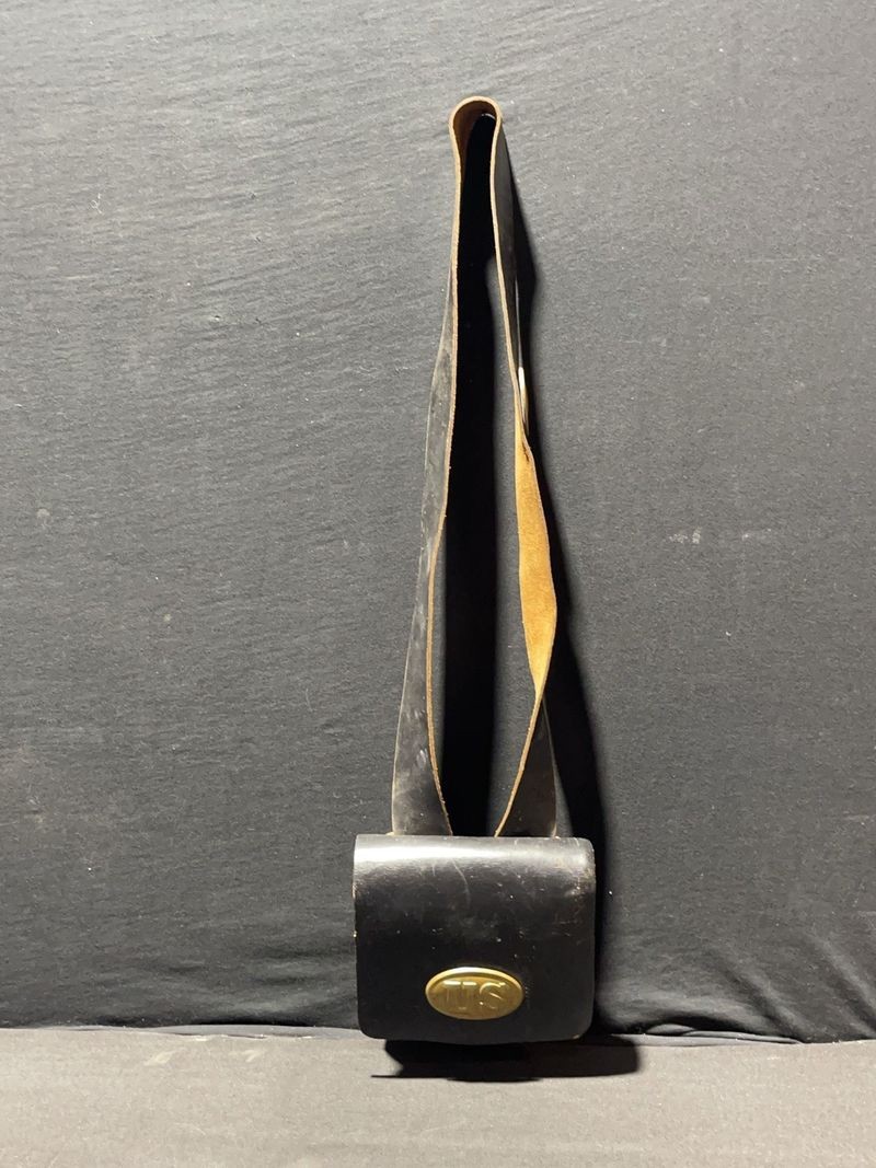 Vintage Canfield WJ US Leather Cartridge Box Sling Eagle Breast Plate Civil War Vintage Canfield WJ US Leather Cartridge Box Sling Eagle Breast Plate Civil War