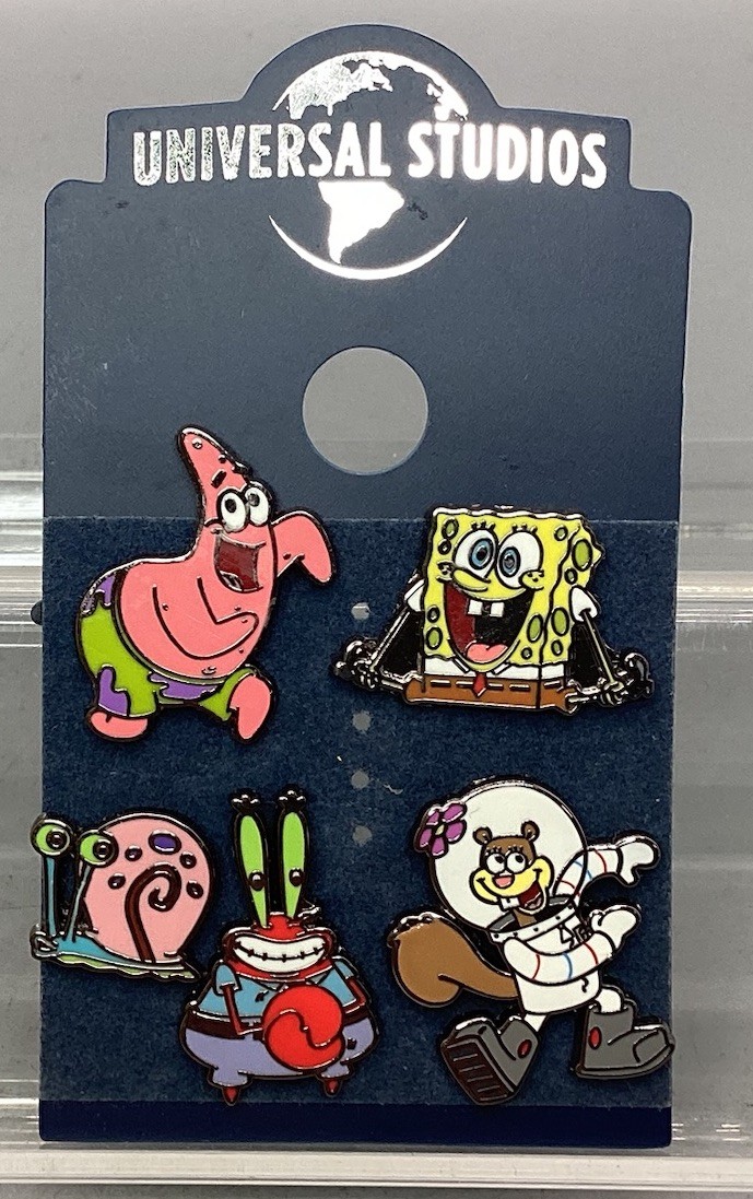 Universal Studios SpongeBob Patrick Gary Mr. Krabs Sandy Character 5 Pin Set