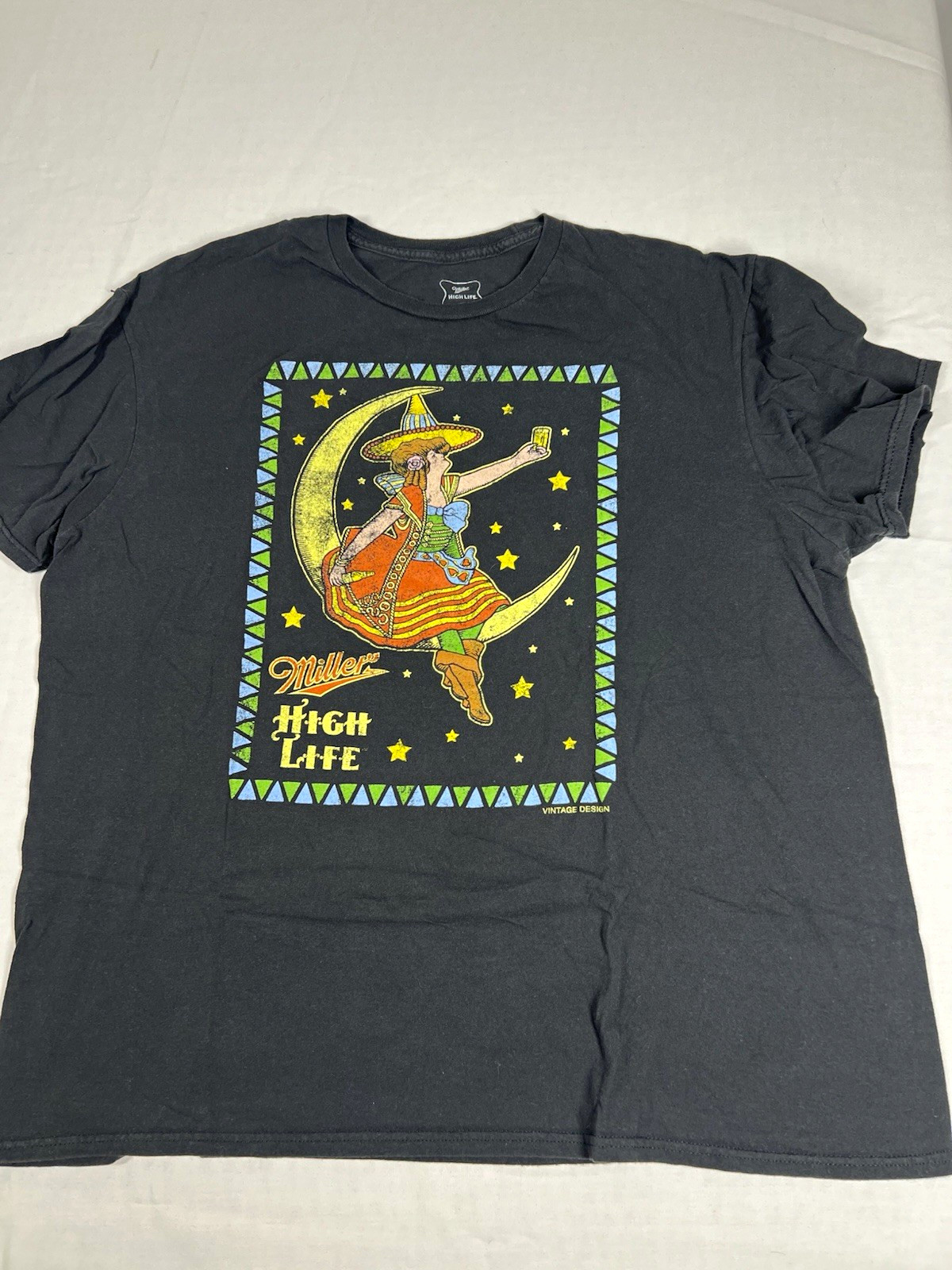 Miller High Life Vintage Design Graphic T-Shirt Black XL Breweriana Theme Miller High Life Vintage Design Graphic T-Shirt Black XL Breweriana Theme