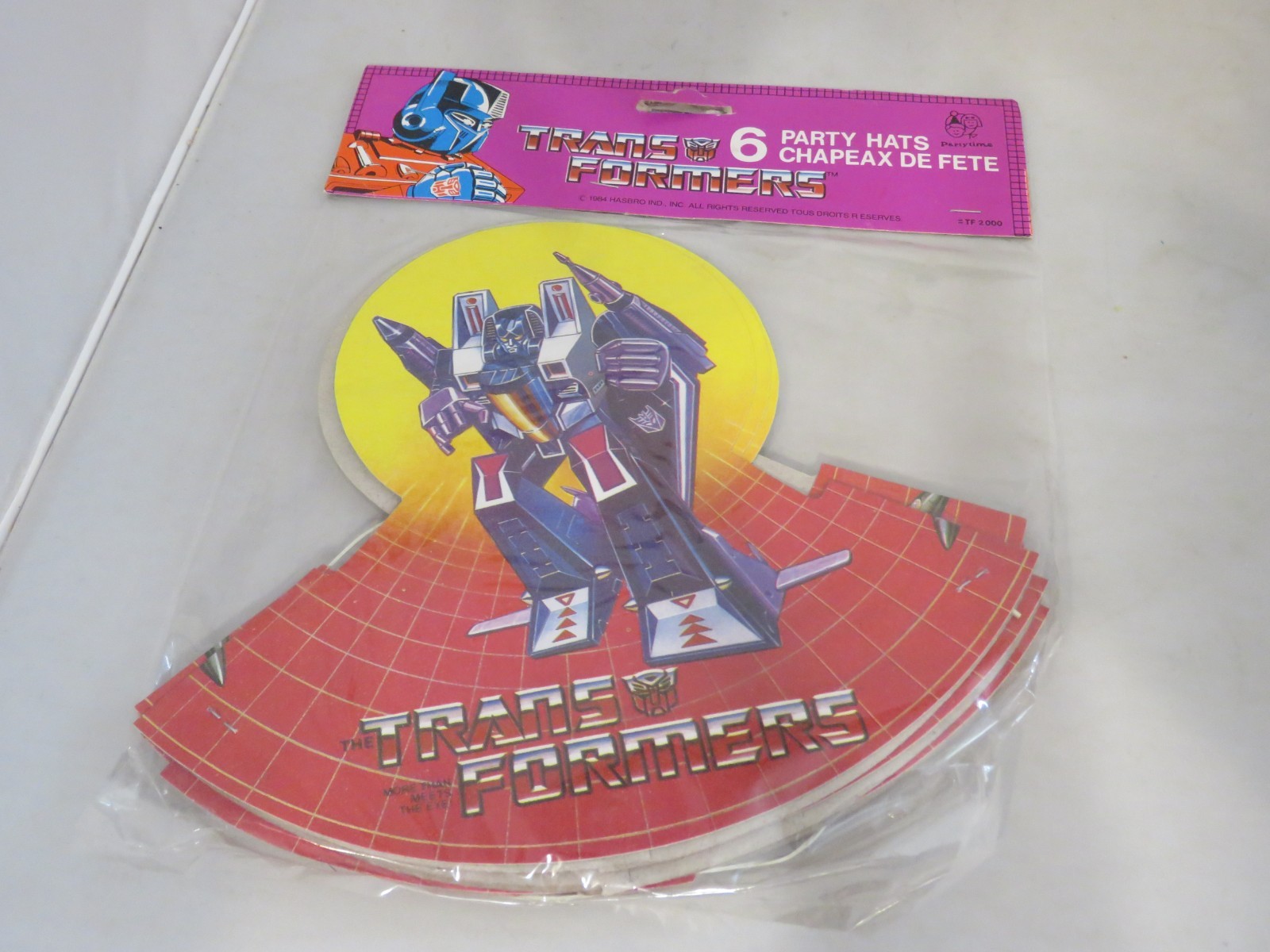 Hasbro Transformers 6 Party Hats Vtg 1984 1 Pack Rare NOS