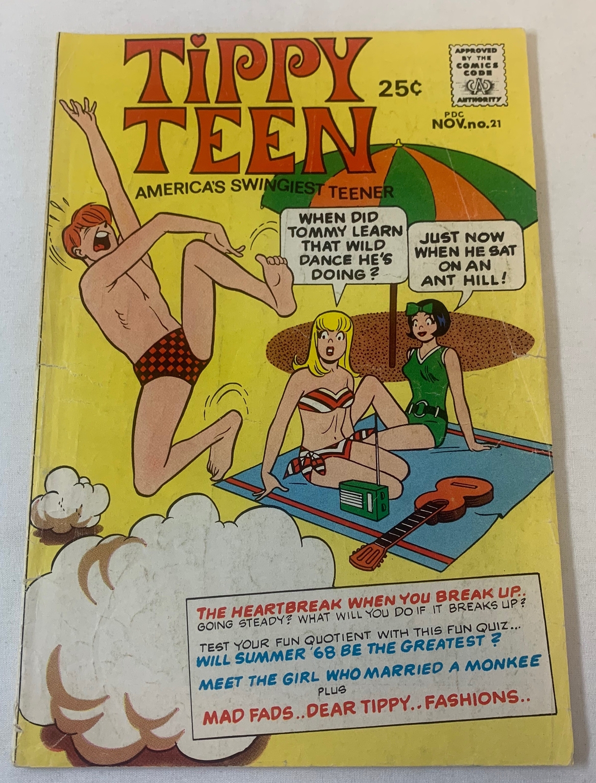 1968 Tower TIPPY TEEN #21 ~ front cover halfway split