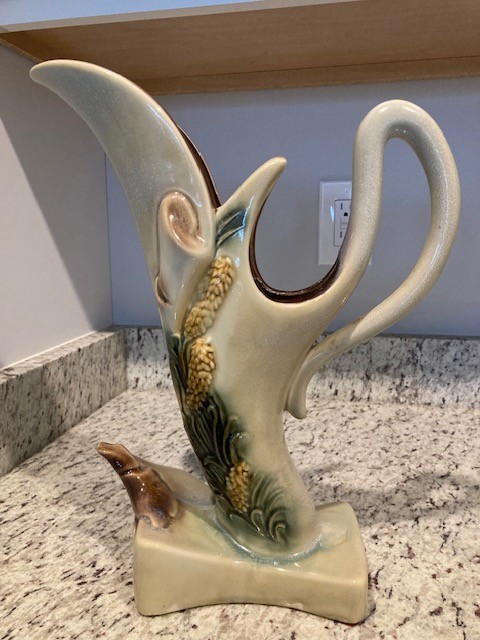 Vintage Hull Parchment & Pine Ewer Vase Vintage Hull Parchment & Pine Ewer Vase