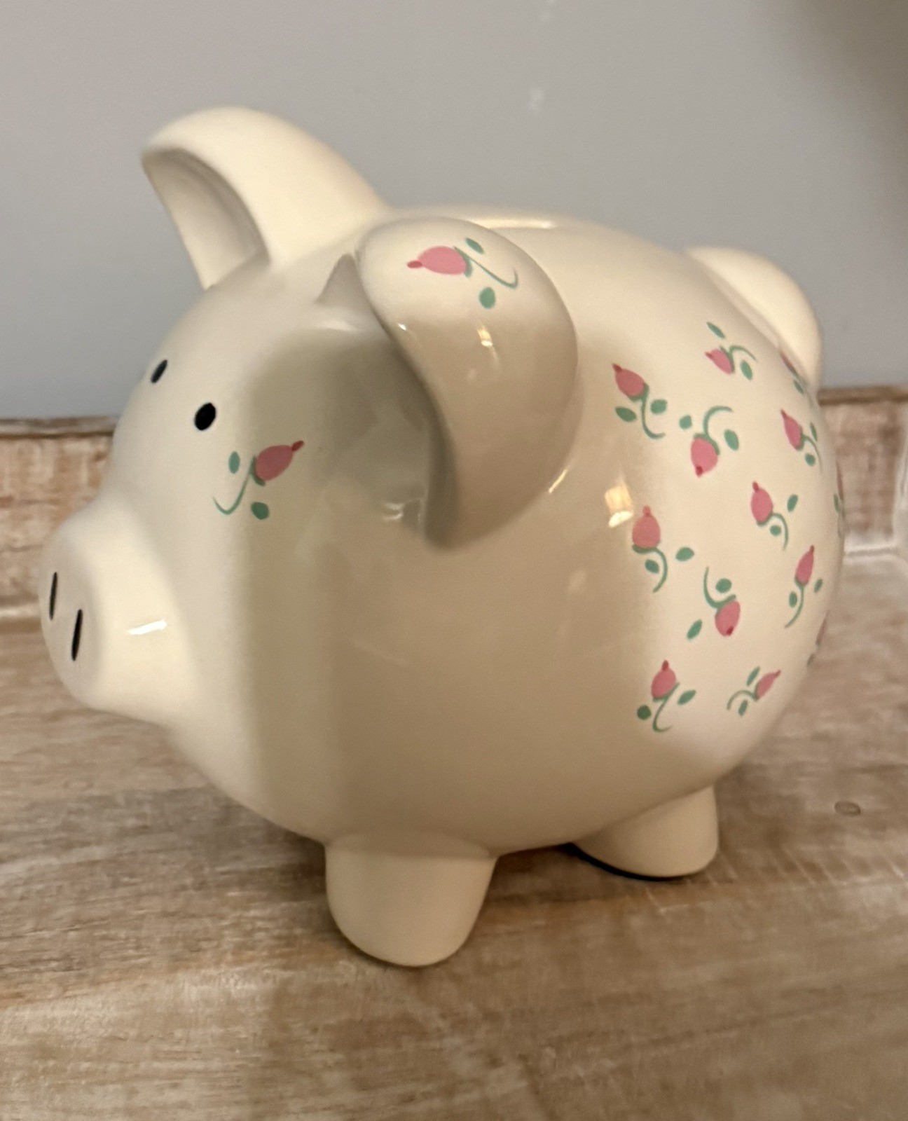Vintage Kiddie Lites Ceramic FLOWERS Piggy Bank 8\