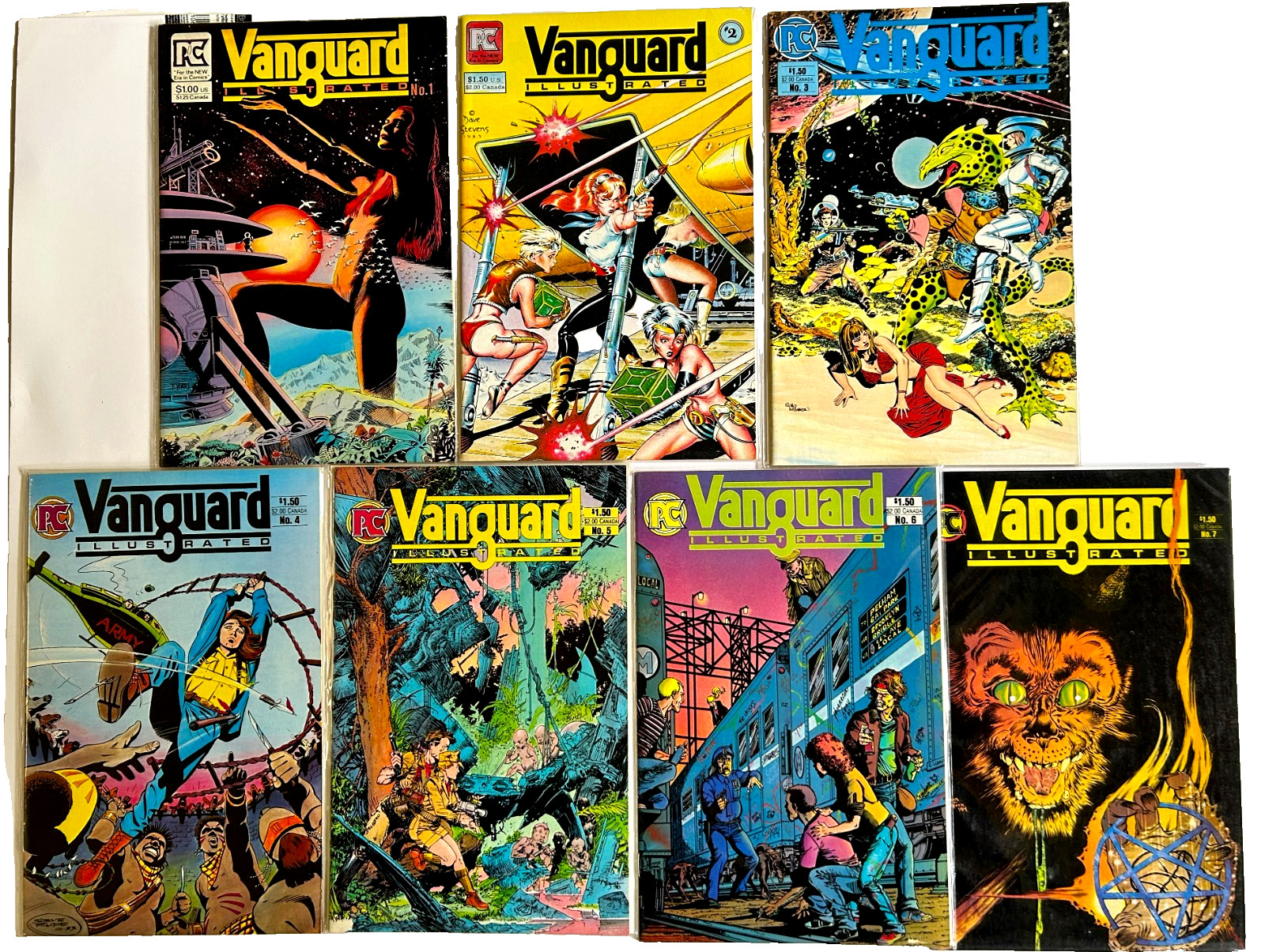 VANGUARD ILLUSTRATED 1 2 3 4 5 6 7 SET - 1988 - DAVE STEVENS & 1ST MR. MONSTER
