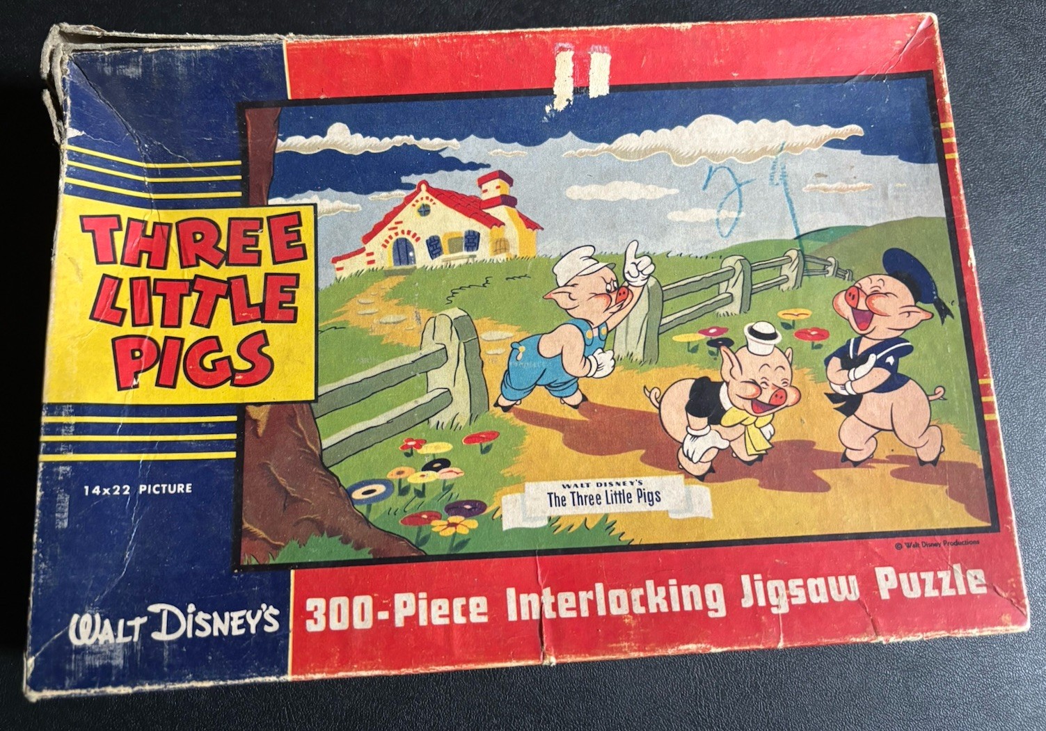 Antique 1940s WALT DISNEY 300 THREE LITTLE PIGS JIGSAW PUZZLE JAYMAR Please Read