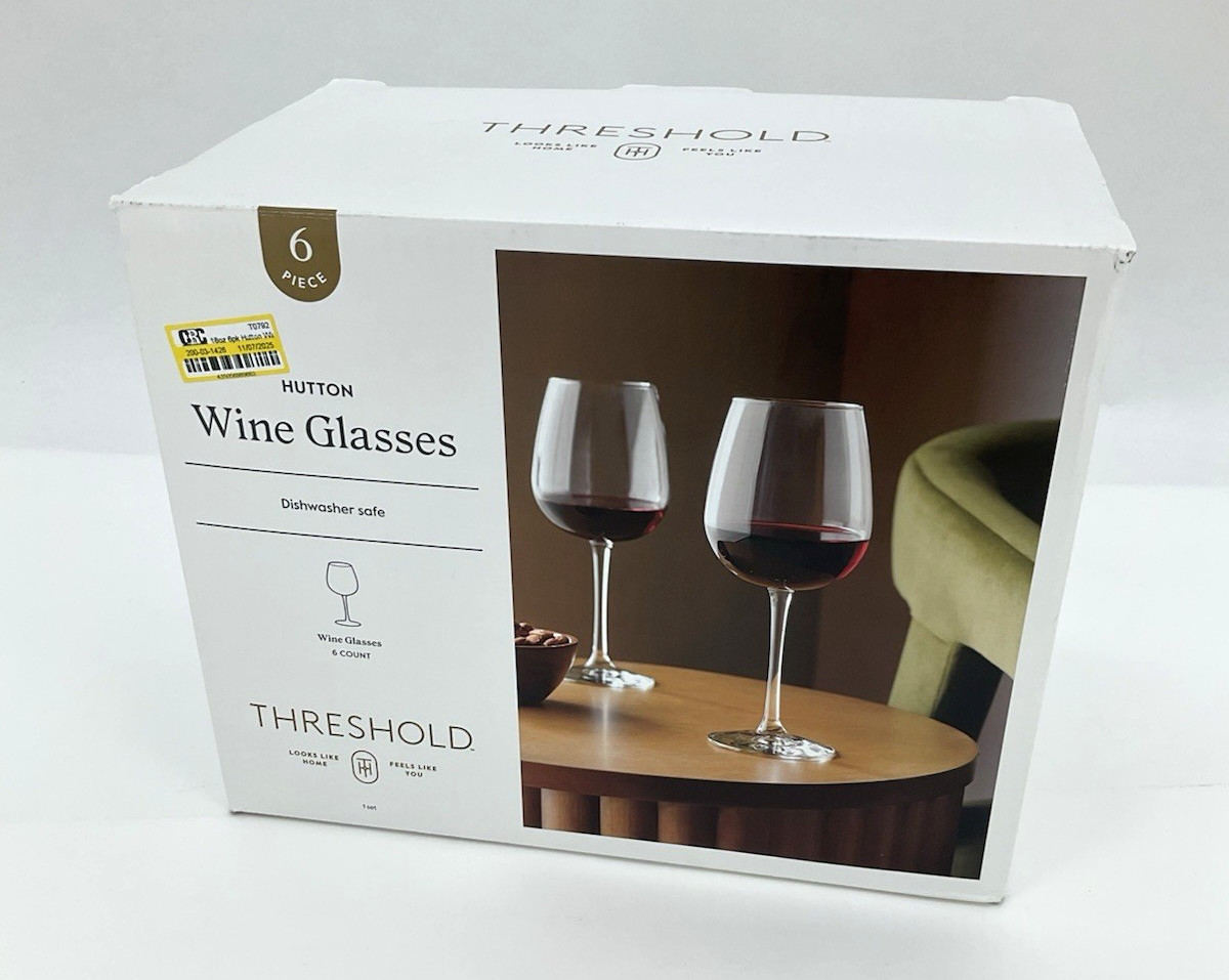 Threshold Hutton Clear Stemmed Wine Glasses 20 oz Set of 6 Dishwasher Safe Threshold Hutton Clear Stemmed Wine Glasses 20 oz Set of 6 Dishwasher Safe