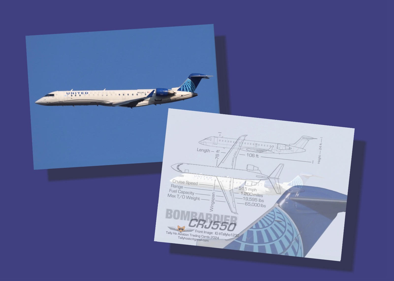 United Express / GoJet CRJ 550 Airplane Trading Card Set of 25 - United Express / GoJet CRJ 550 Airplane Trading Card Set of 25 -