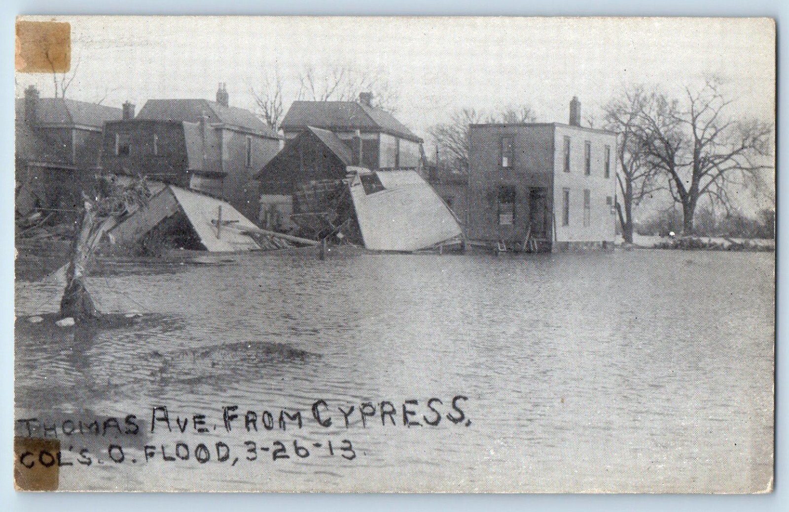 Columbus Ohio OH Postcard Thomas Ave. From Cypress Flood Disaster c1910s Antique Columbus Ohio OH Postcard Thomas Ave. From Cypress Flood Disaster c1910s Antique