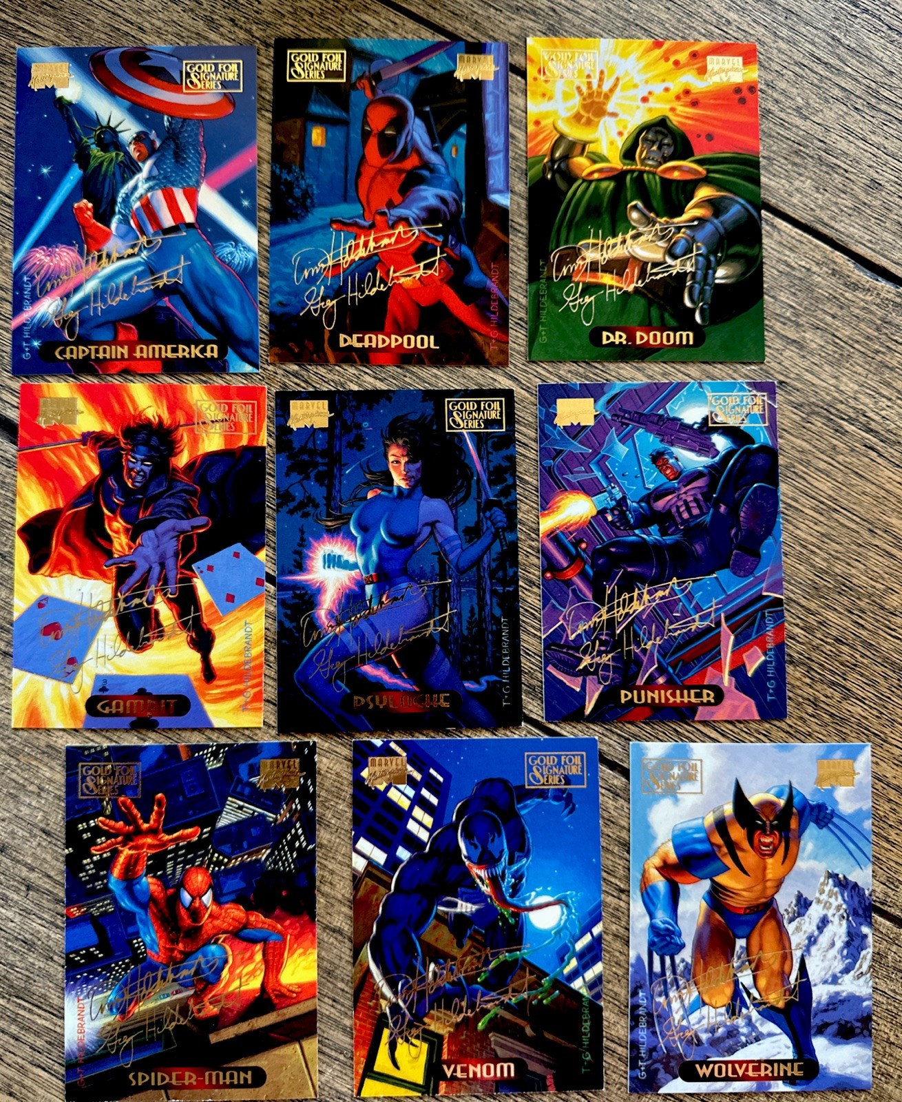 1994 Fleer Marvel Masterpieces GOLD FOIL SIGNATURE Set 140 Cards #1-140 + BINDER