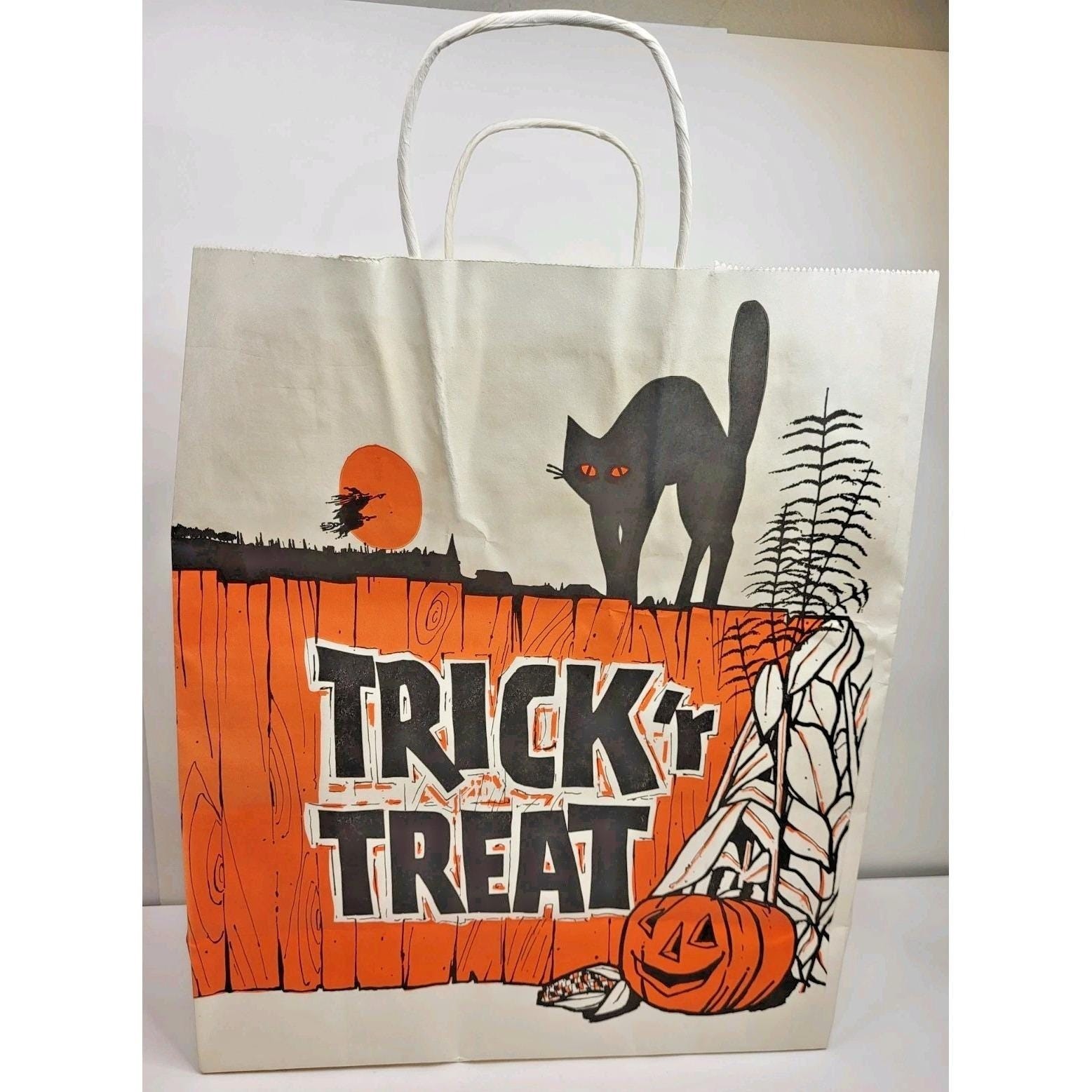 Vintage Trick Or Treat Bag NOS Volm Bag Company USA Black Cat Halloween Large R Vintage Trick Or Treat Bag NOS Volm Bag Company USA Black Cat Halloween Large R