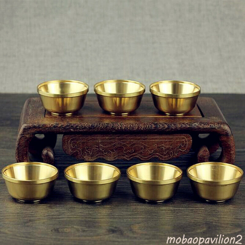 7pcs 1.9inch Small Thickened Buddha Water Supply Bowl Buddhism Brass Cup 7pcs 1.9inch Small Thickened Buddha Water Supply Bowl Buddhism Brass Cup