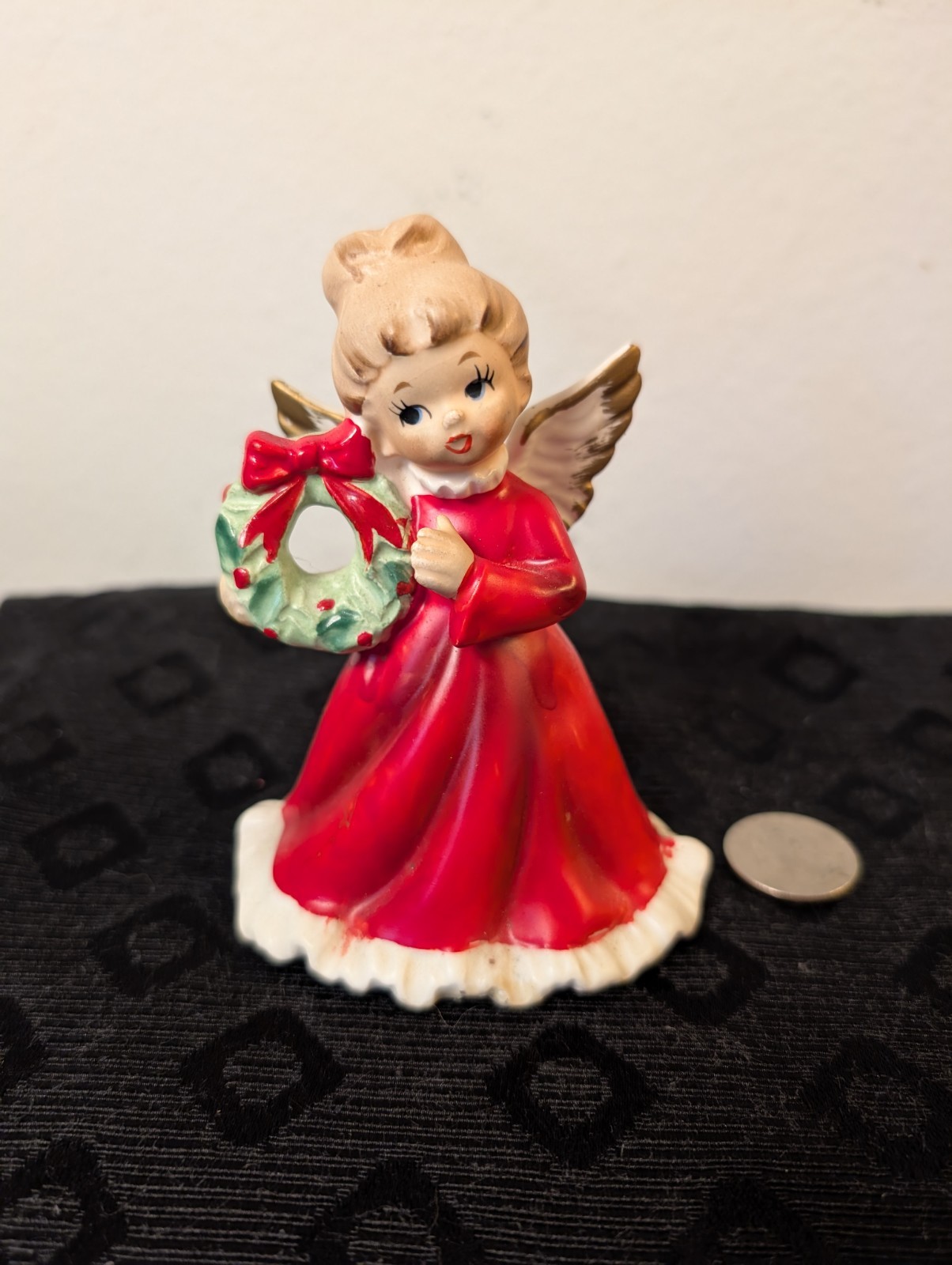 Vintage Napcoware Christmas Angel Figurine X-6964 Red Dress w/ Wreath MCM Japan Vintage Napcoware Christmas Angel Figurine X-6964 Red Dress w/ Wreath MCM Japan