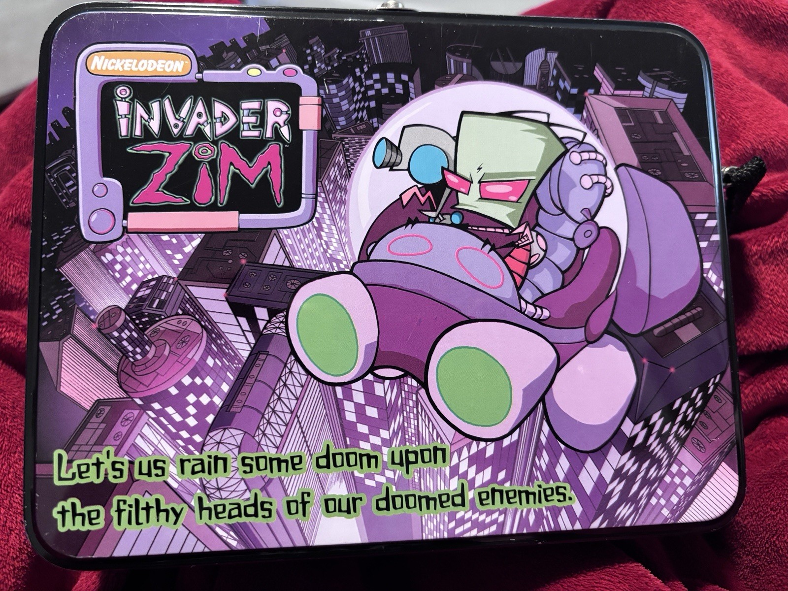 VTG Nickelodeon Invader Zim Metal Lunchbox Collectible Cartoon Design 8x6