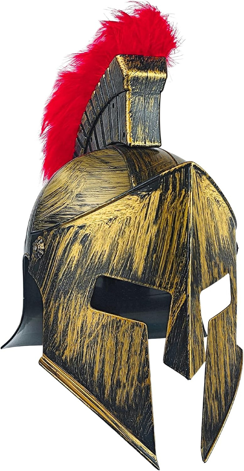 Roman Knight Helmet, Spartan Gladiator Costume Helmet Plastic Medieval Hat Warri