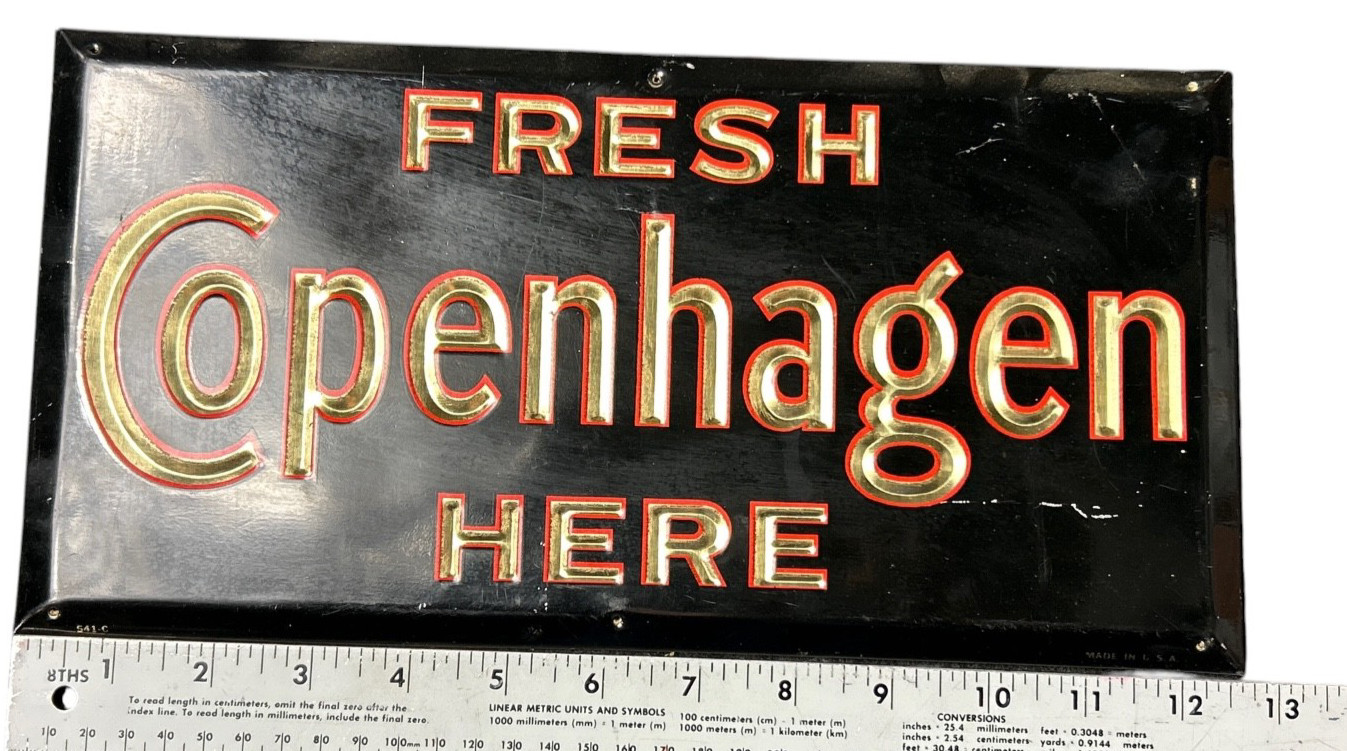 Vintage Fresh Copenhagen Tobacco Metal Sign 13 x 6.5 Advertising USA 541-C