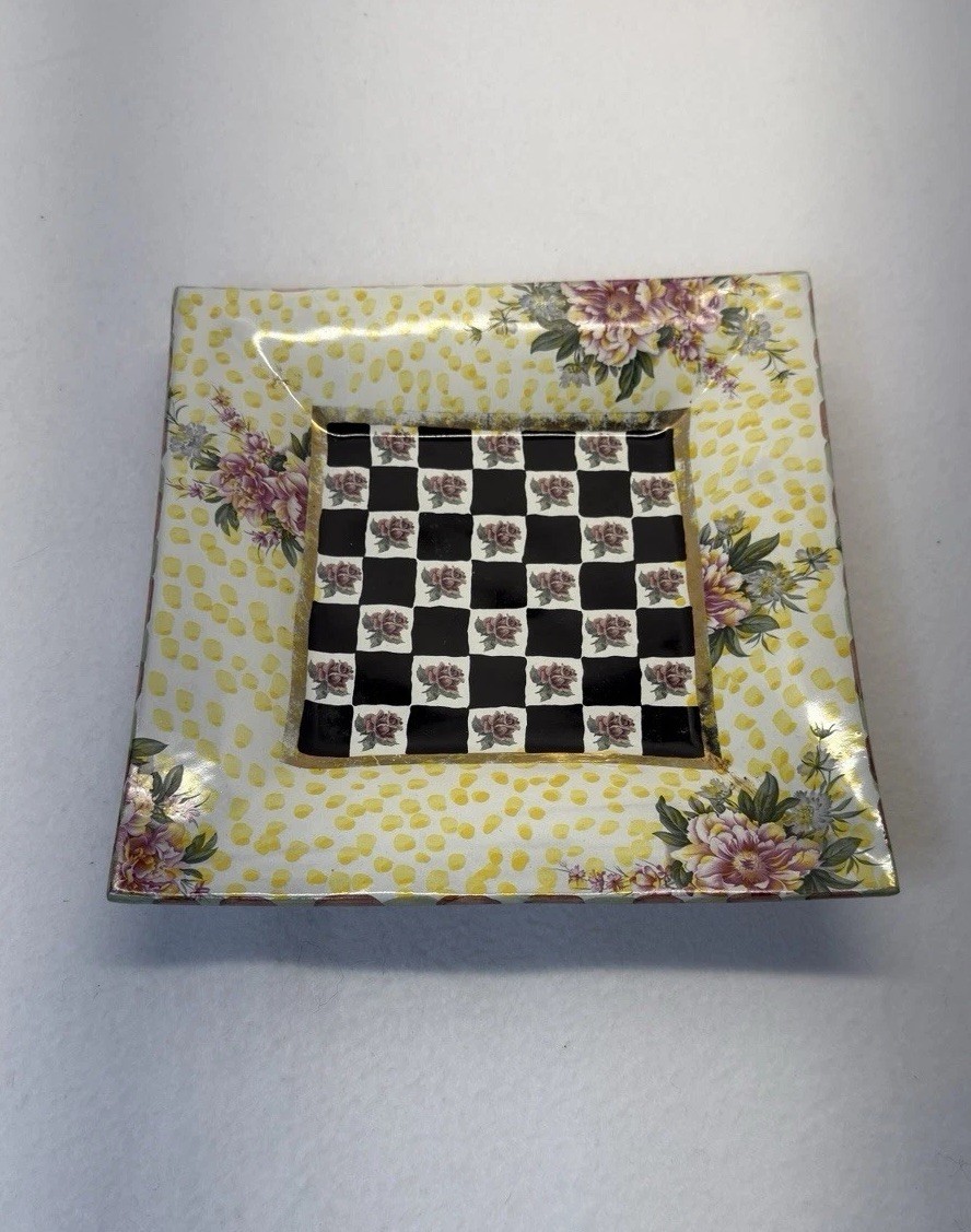 VTG Retired Mackenzie-Childs Torquay Palm Devon Clay 9” Square Tray Plate VTG Retired Mackenzie-Childs Torquay Palm Devon Clay 9” Square Tray Plate