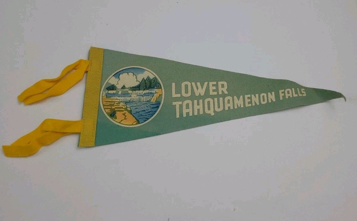 Vintage Lower Tahquamenon Falls Michigan Pennant Flag Rare Felt 50s 60s Faded Vintage Lower Tahquamenon Falls Michigan Pennant Flag Rare Felt 50s 60s Faded