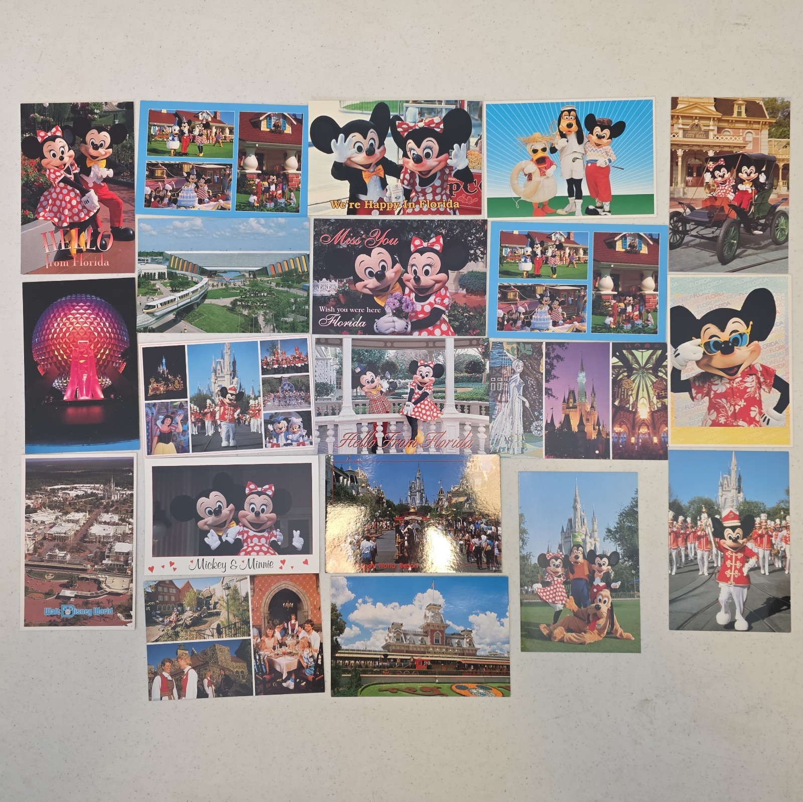 20 Vintage Disney Postcards Lot Mickey Minnie Florida Greetings NOS 80s 90s