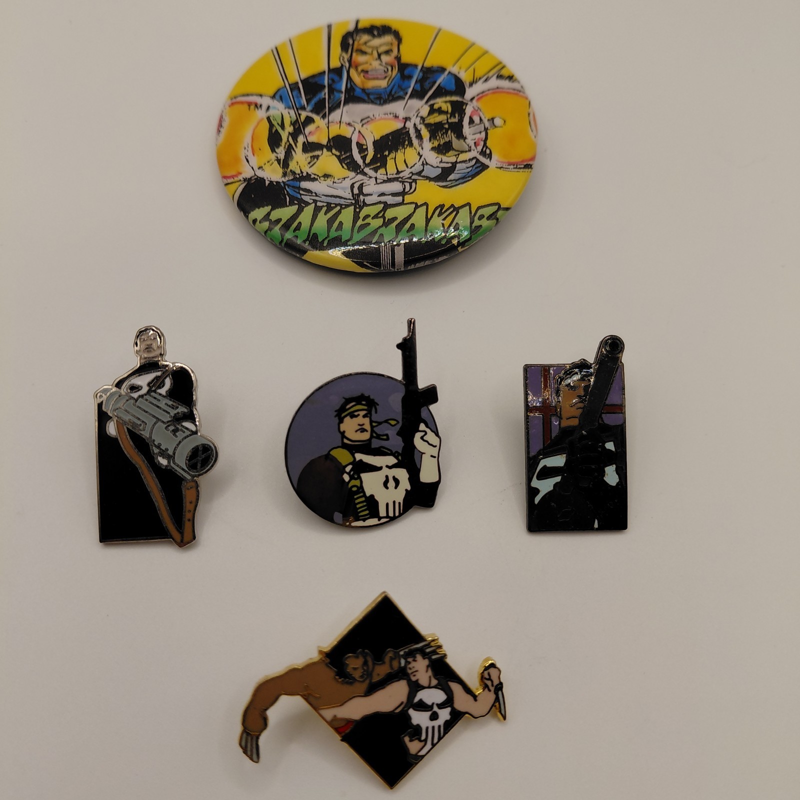 Vintage Marvel Punisher Pin Lot - Enamel Lapel Marvel Wolverine Vtg NO Backs