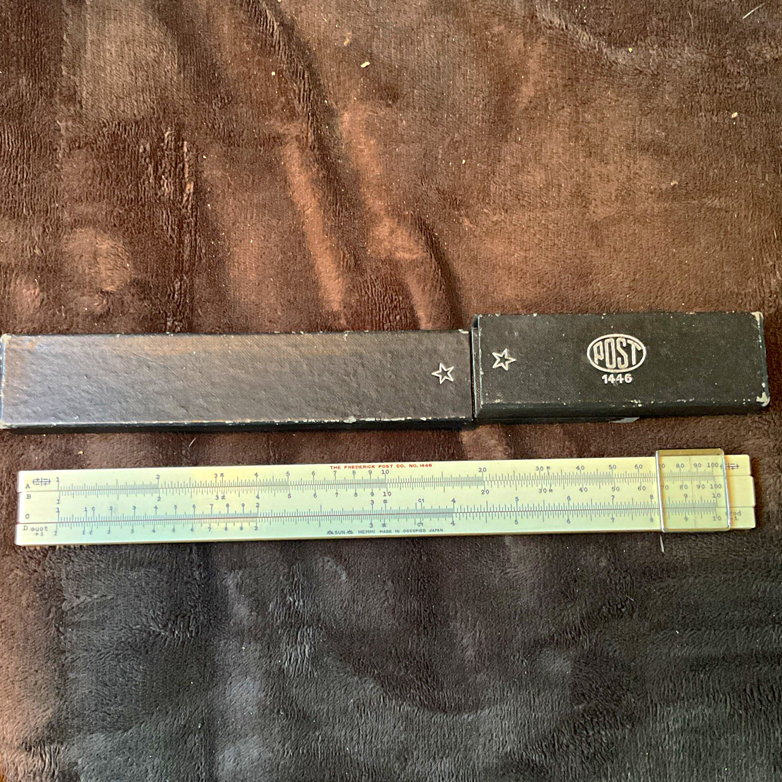 Vtg Frederick Post Co. No. 1446 SUN HEMMI Slide Rule w/ Case, Occupied Japan NOS Vtg Frederick Post Co. No. 1446 SUN HEMMI Slide Rule w/ Case, Occupied Japan NOS