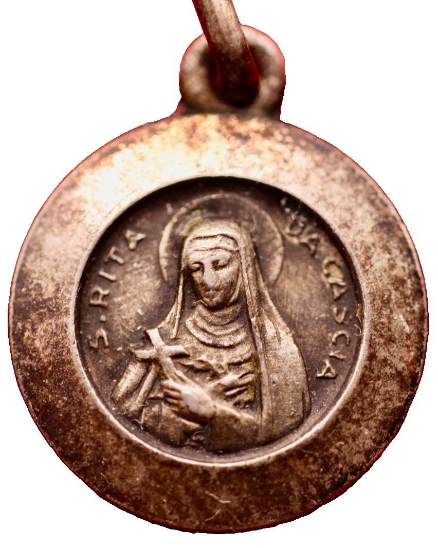 Italy Antique Medal Sainte Rita S. RITA PROTEGGIMI Silver 1.4g 10mm Italy Antique Medal Sainte Rita S. RITA PROTEGGIMI Silver 1.4g 10mm