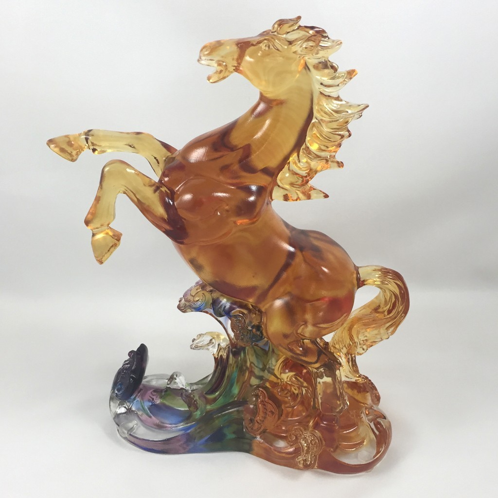 Liuli Crystal Glass Auspicious Ru-Yi Horse Ornament – Feng Shui Home Decor