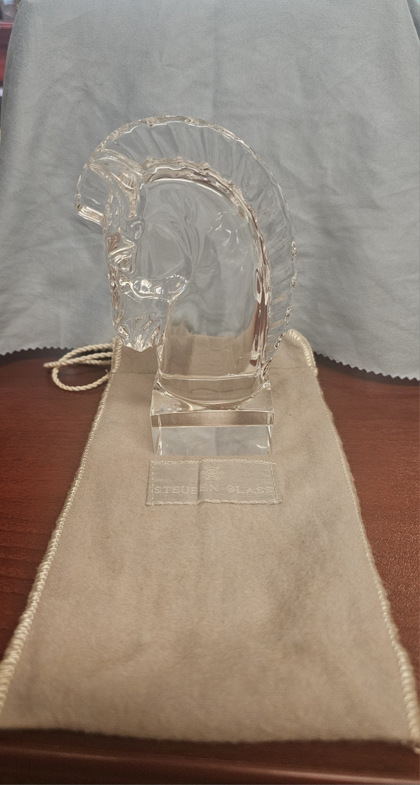 Vintage Signed Steuben Glass Noble Horsehead. Solid Crystal. Beautiful Peice
