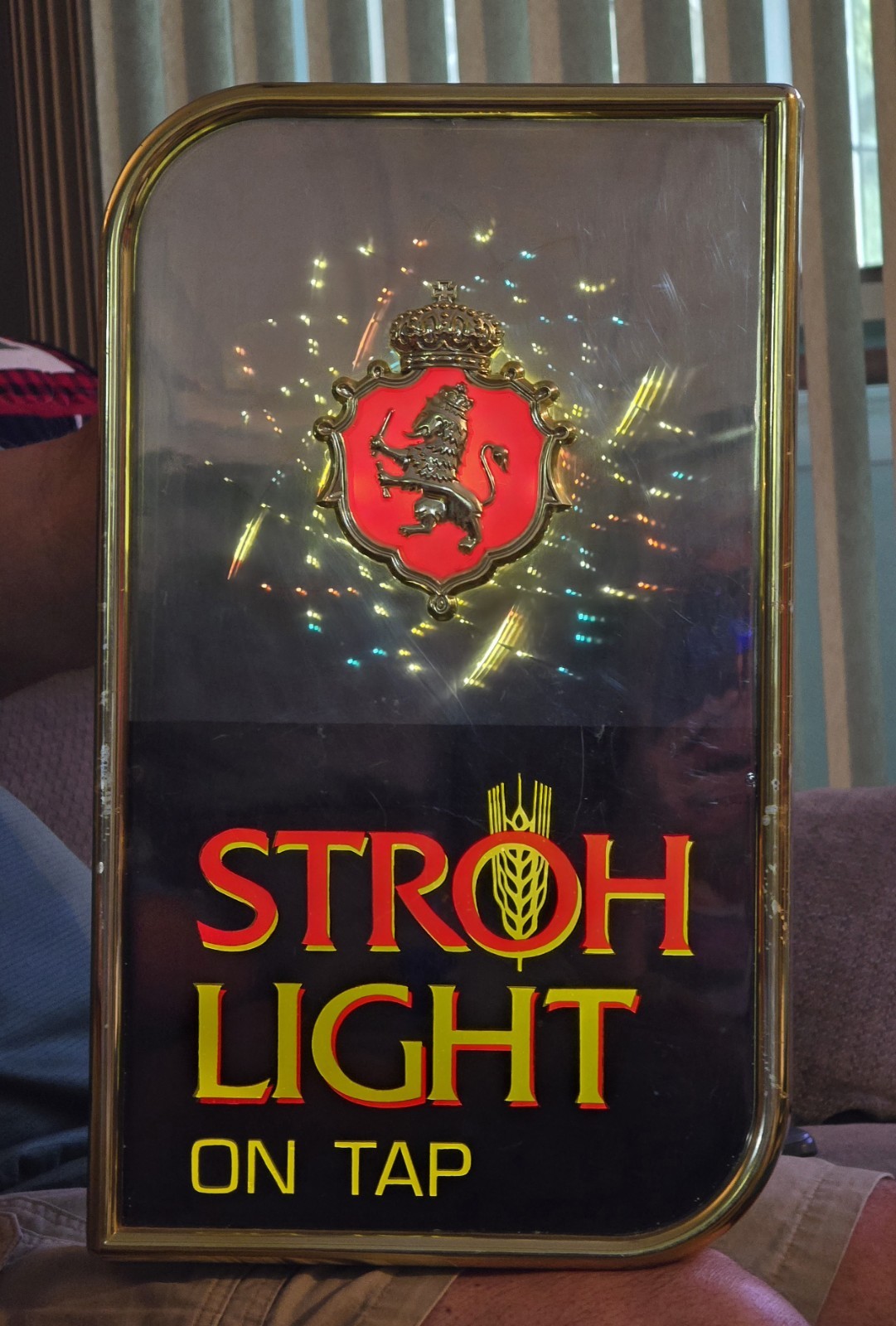 Vintage Stroh Light On Tap Illuminated Prestige Back Bar Sign WORKS Star Strobe