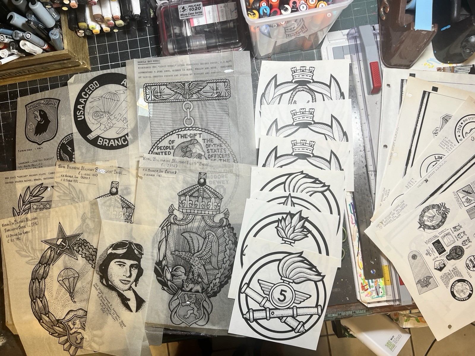 Large Lot ORIGINAL Art Published Military Insignia HH Booker 2 Rare 1980s Large Lot ORIGINAL Art Published Military Insignia HH Booker 2 Rare 1980s
