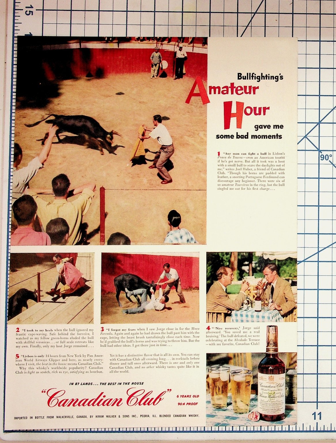 1950s Canadian Club Whiskey Ad Bullfighting Amateur Hour Lisbon Portugal 1950s Canadian Club Whiskey Ad Bullfighting Amateur Hour Lisbon Portugal