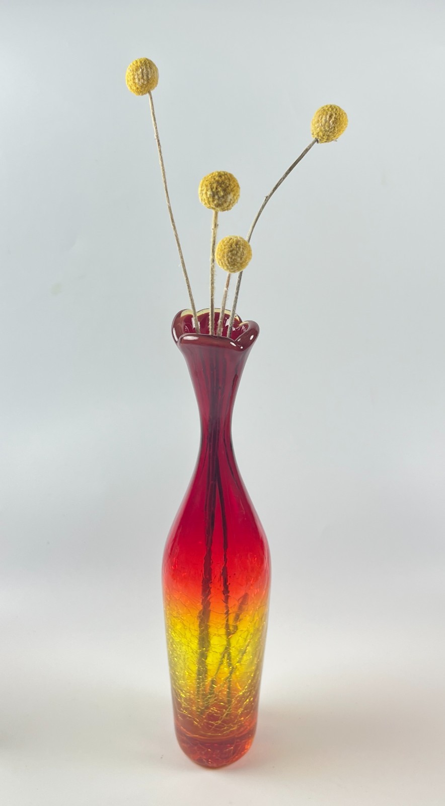 Vintage Blenko 64B tangerine crackle glass bud vase 11\ Vintage Blenko 64B tangerine crackle glass bud vase 11\