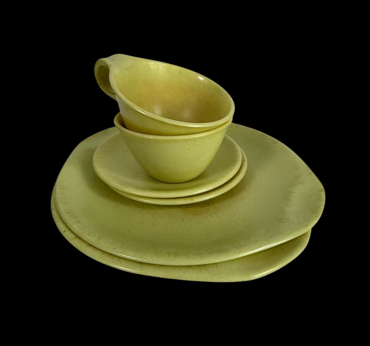VTG Russel Wright Residential Lime Green Chartreuse Melamine Lot Plates Cups MCM VTG Russel Wright Residential Lime Green Chartreuse Melamine Lot Plates Cups MCM