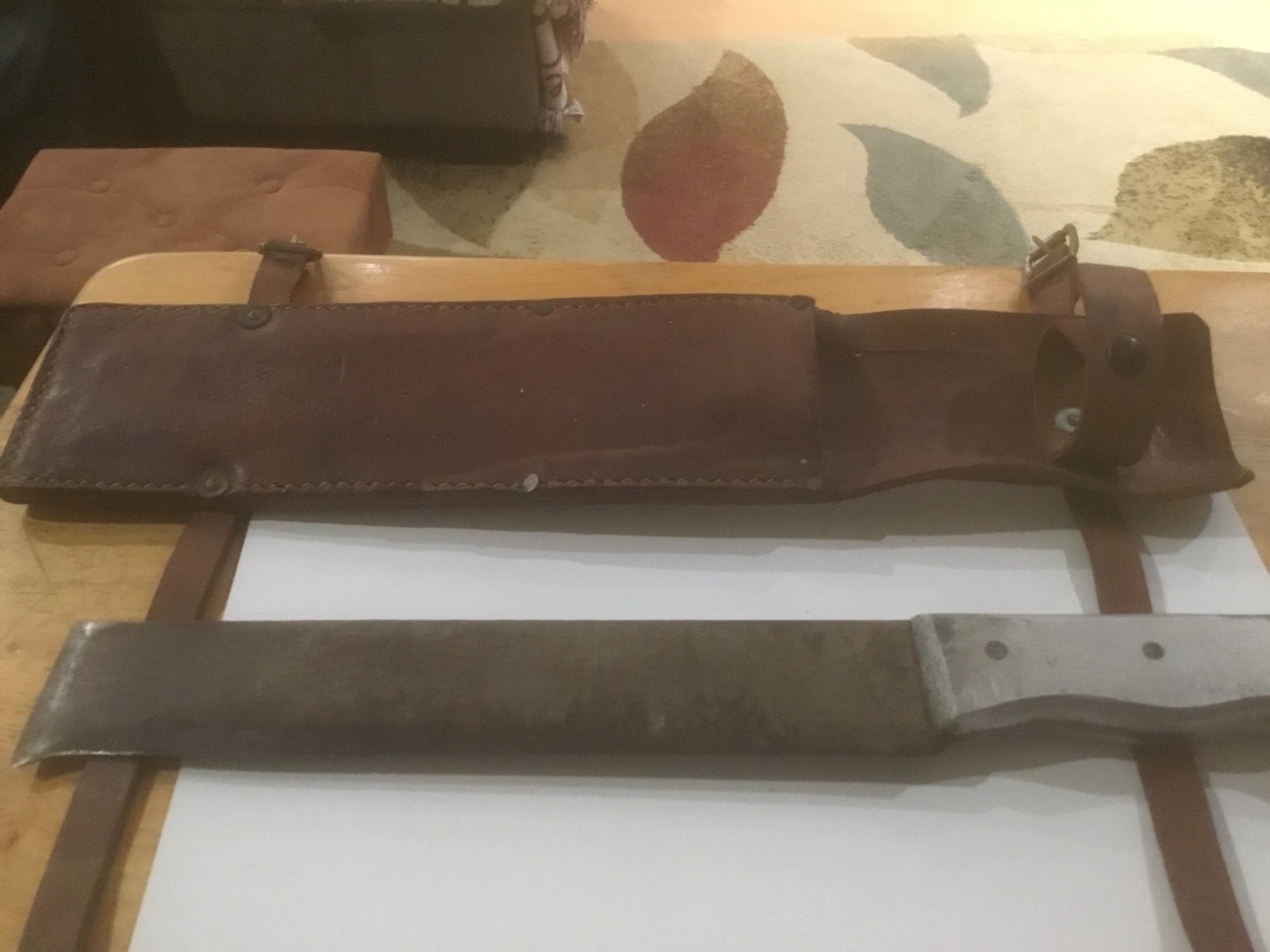 WW2 AUSTRALIAN AAF STRAIGHT LINE MACHETE WITH SCABBARD