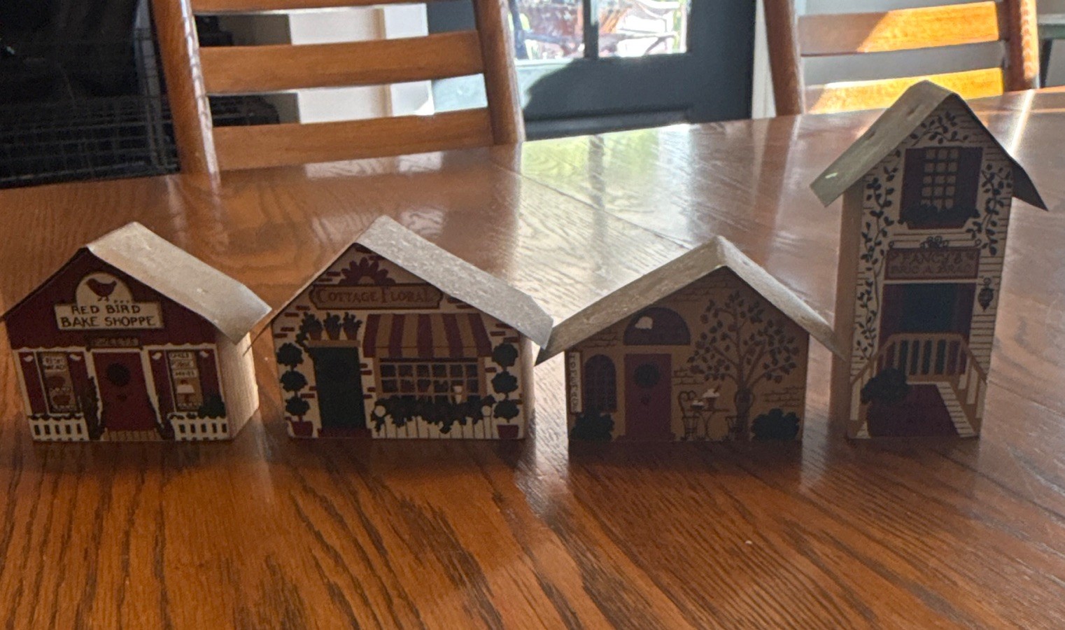 Vintage Folk Art Wooden House Blocks Lot of 4 Primitive Country Americana Decor Vintage Folk Art Wooden House Blocks Lot of 4 Primitive Country Americana Decor